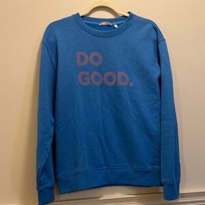 Cotopaxi Blue Crewneck Sweater with Positive Message